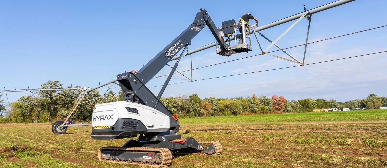 Hyrax 27.41 tracked aerial lift on a customer jobsite, photo 2 of 3