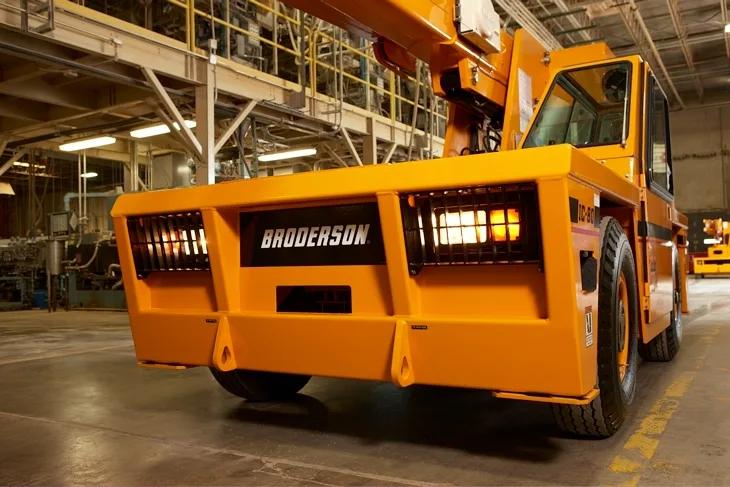 Broderson IC-80-3G carry deck crane on a customer jobsite, photo 3 of 3