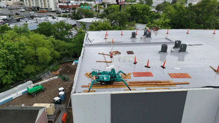 Maeda MC285C-2 mini crane on a customer jobsite, photo 1 of 3
