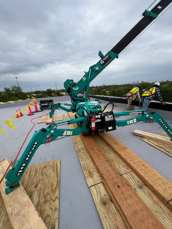 Maeda MC285C-2 mini crane on a customer jobsite, photo 3 of 3
