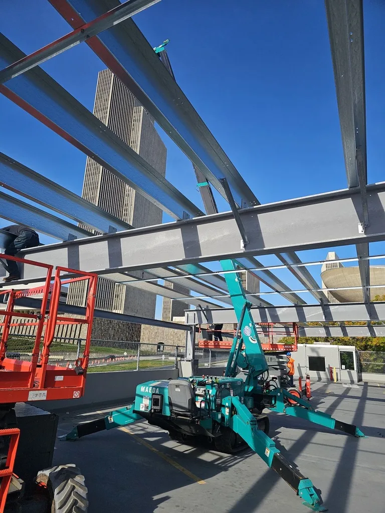 Maeda MC305 mini crane on a customer jobsite, photo 1 of 3