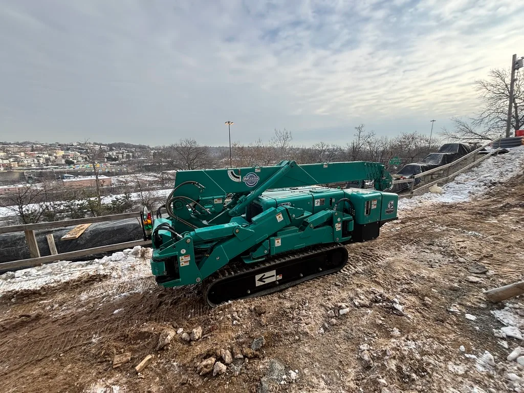 Maeda MC305 mini crane on a customer jobsite, photo 3 of 3