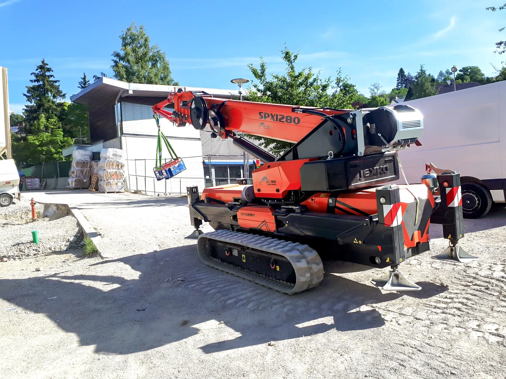 Jekko SPX1280 mini crane on a customer jobsite, photo 1 of 3
