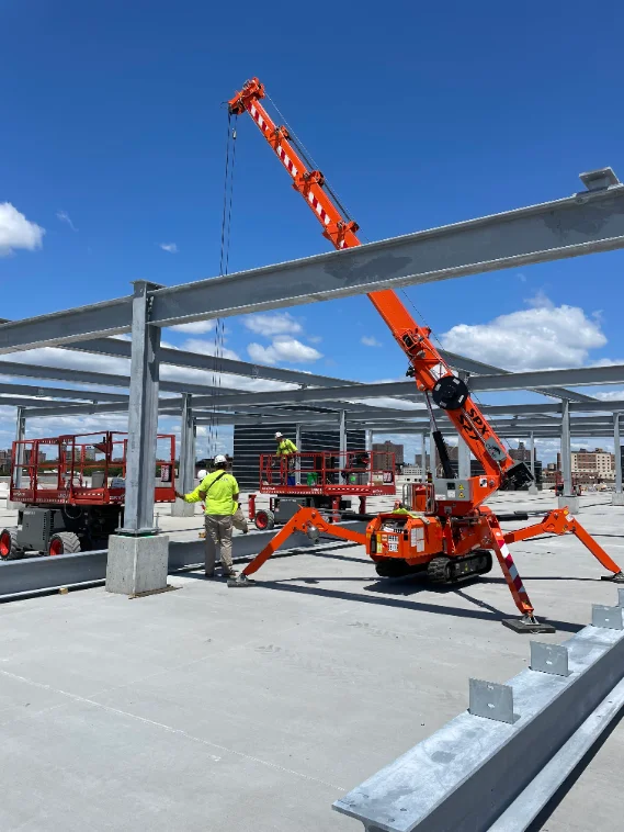 Jekko SPX527 mini crane on a customer jobsite, photo 2 of 3